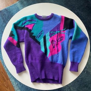 Meister Vintage Knit Abstract Sweater - Medium